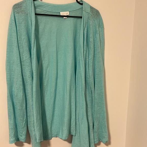 J Jill Love Linen 100% Linen Light Blue Cardigan Size XL - Picture 1 of 4